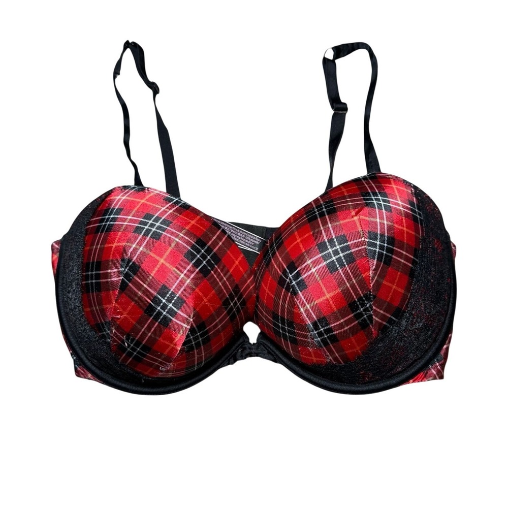 Victoria's Secret Very Sexy Push Up Bra Red Plaid Tartan 36DD Y2K‎